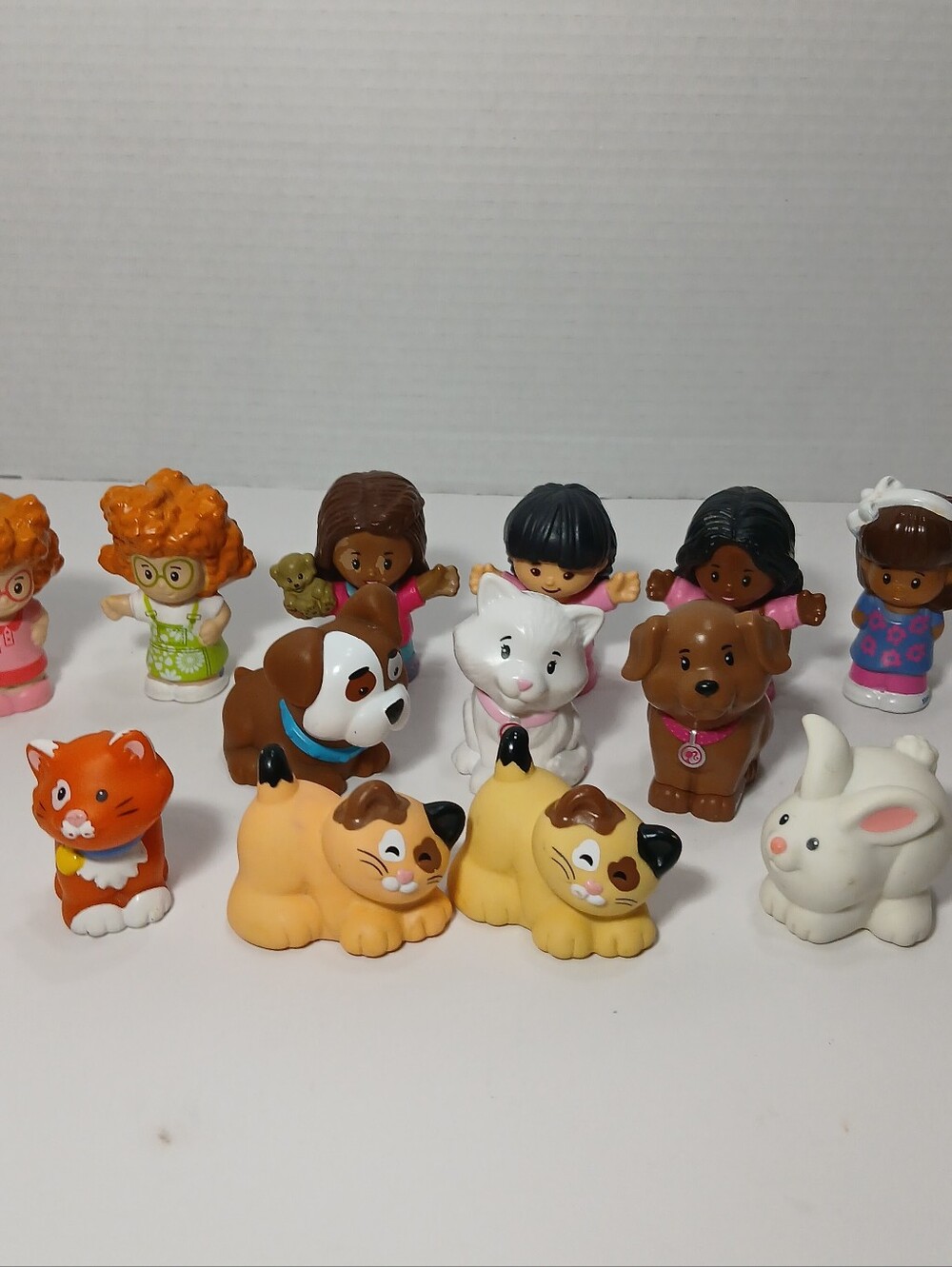 Fisher Price Little People Lot Calico Kitty Cat Dog Bunny Rabbit People